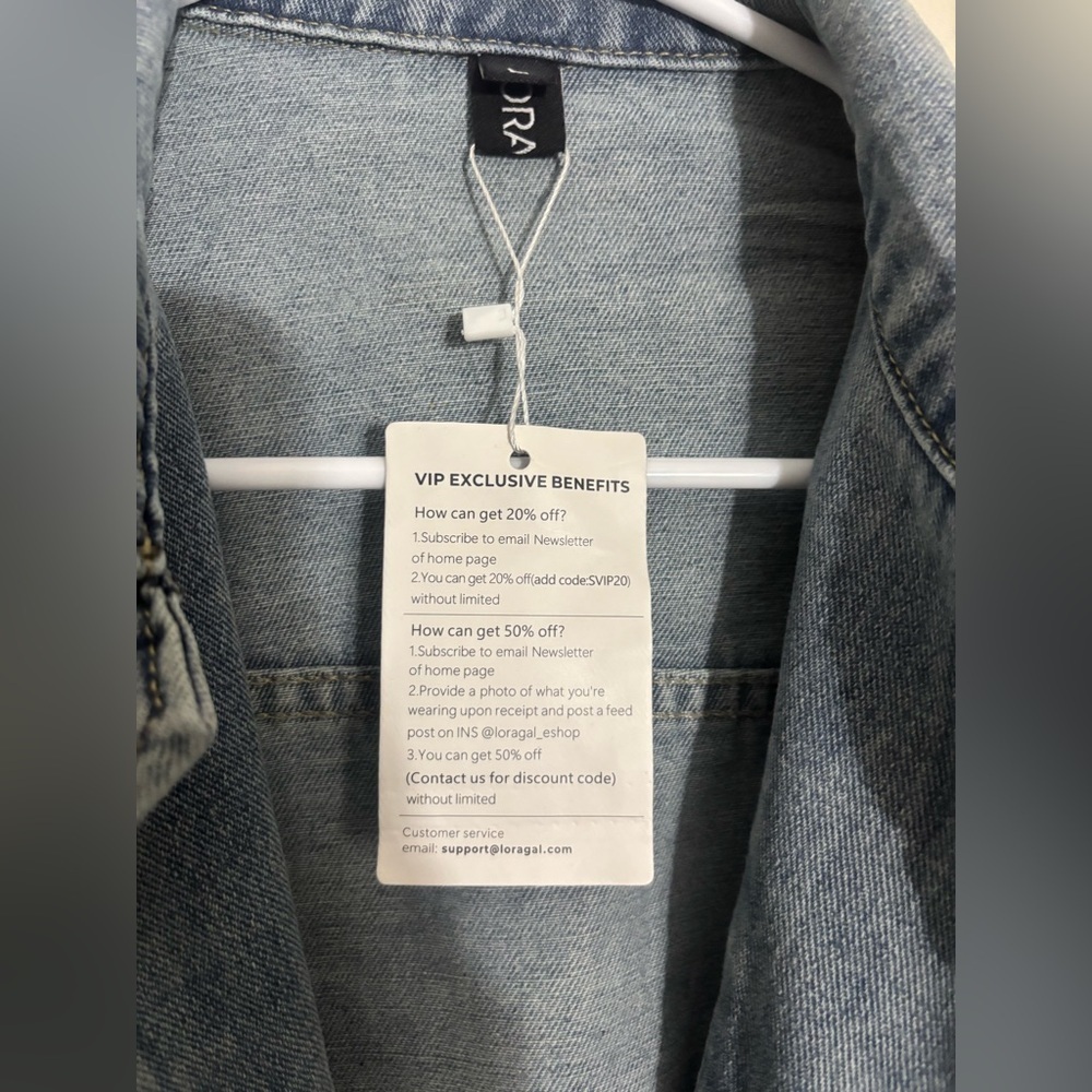 Loragal Blue Denim Jean Jacket Size L - Picture 5 of 11